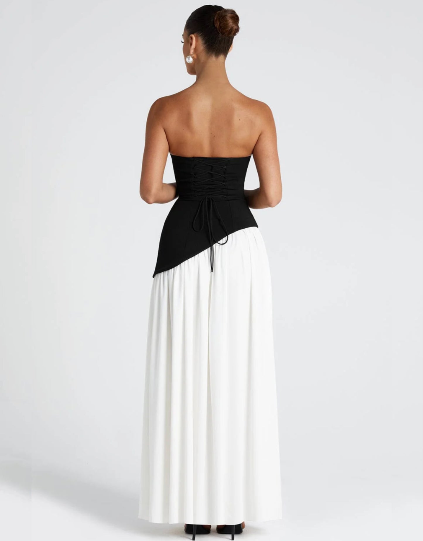 Monet Maxi Dress - Black/White