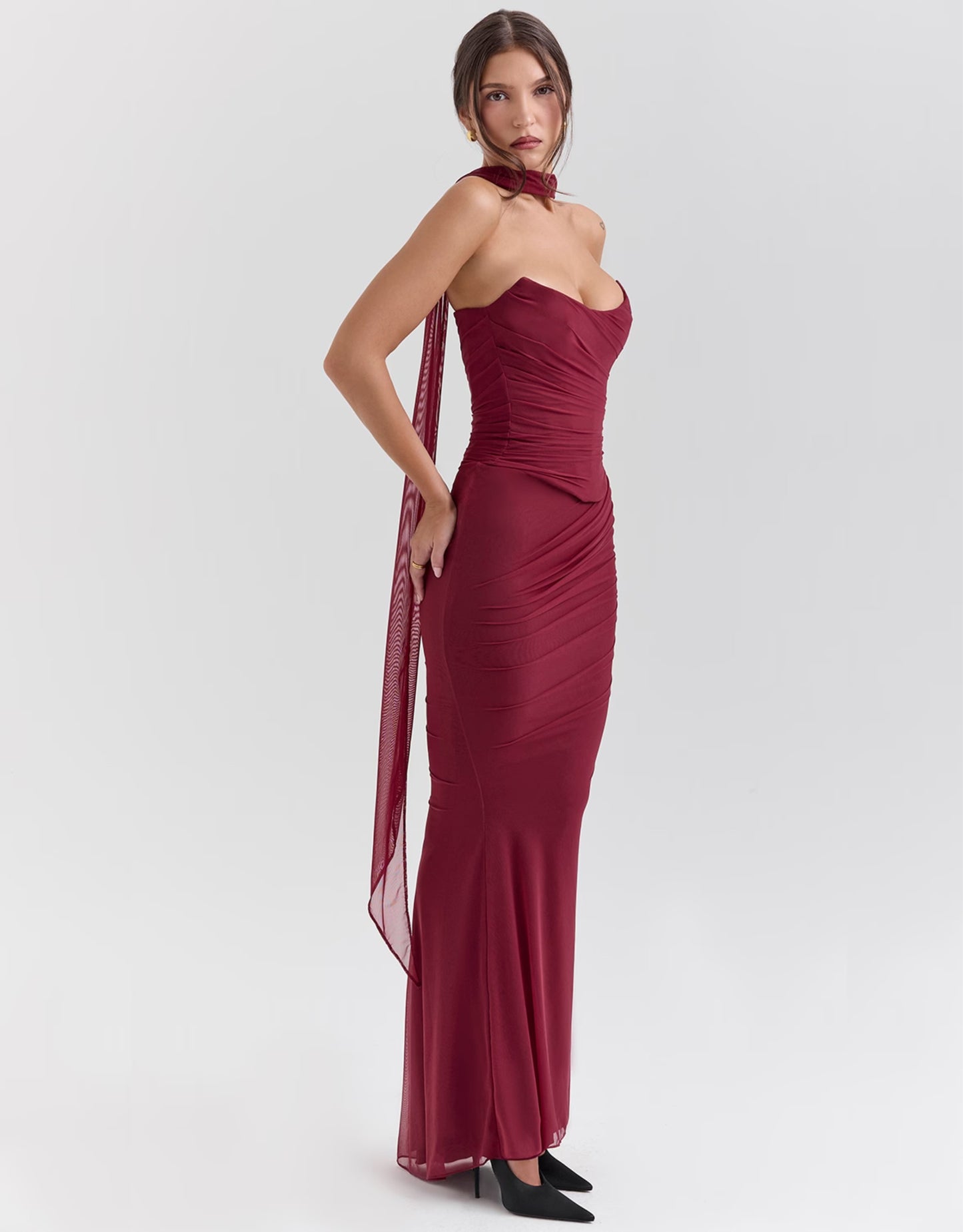 Ophelia Corset and Maxi Skirt Set - Bordeaux