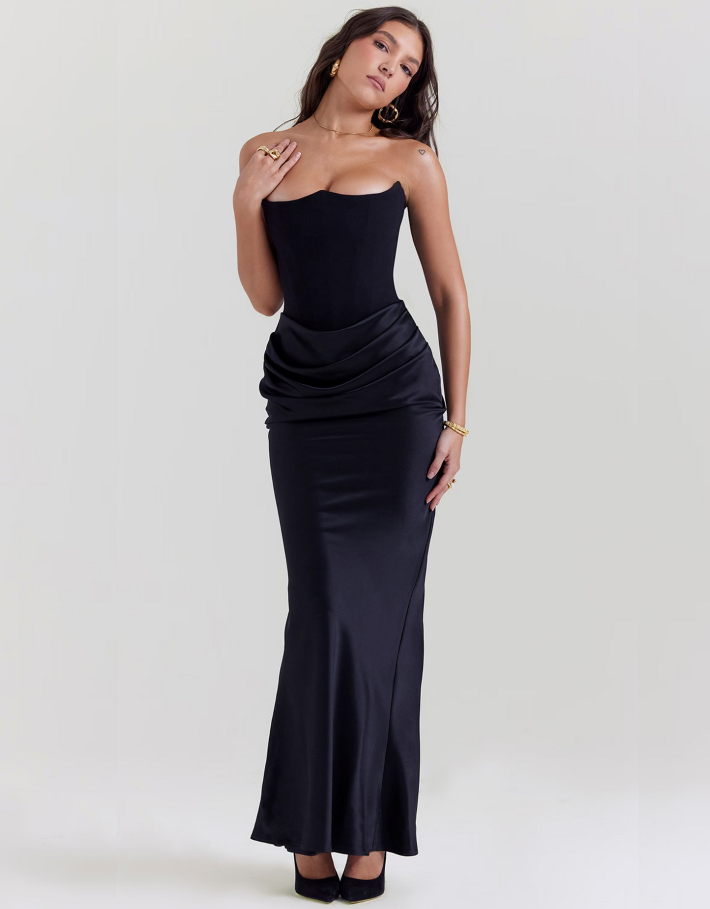 Solana Corset Maxi Dress - Black