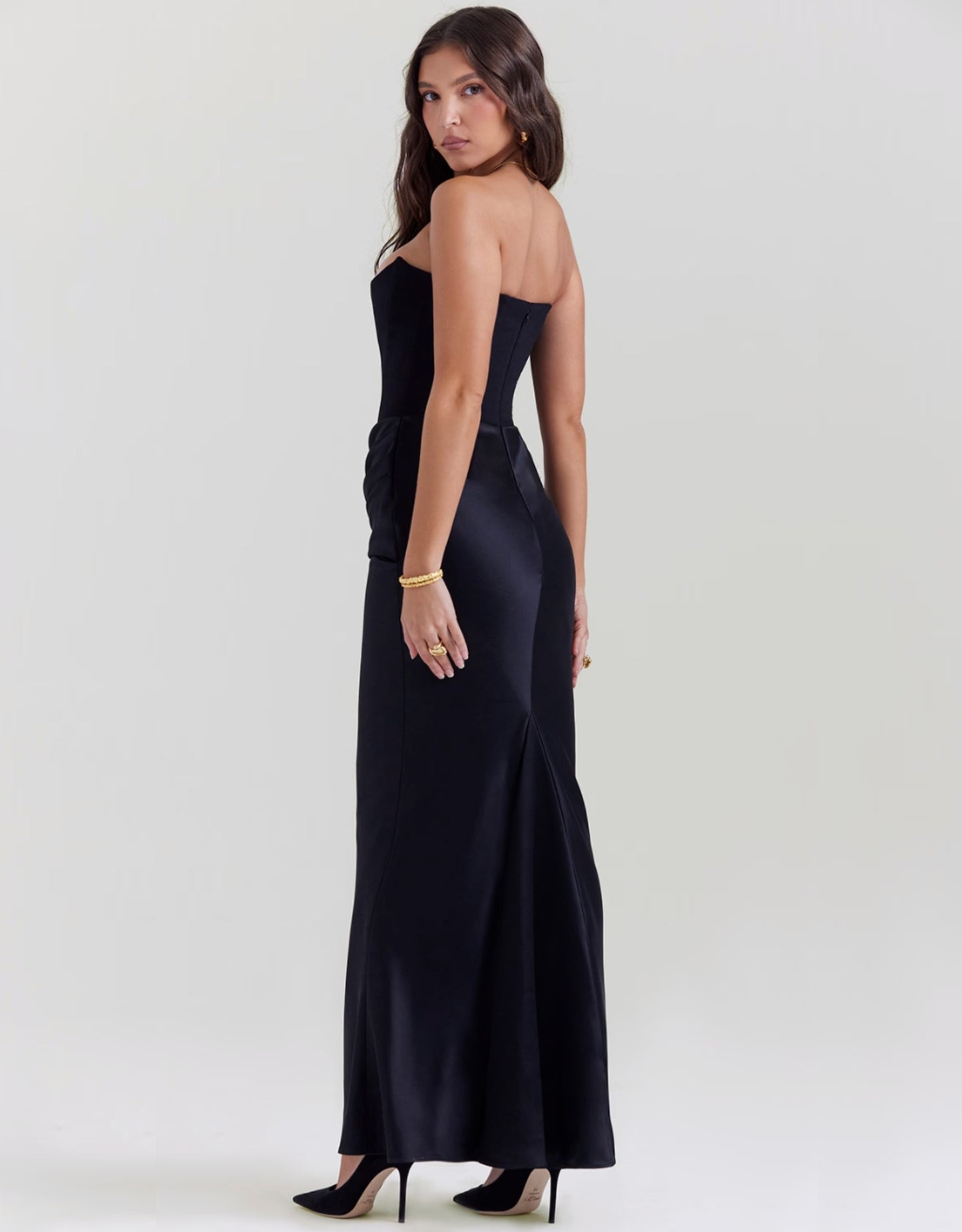 Solana Corset Maxi Dress - Black