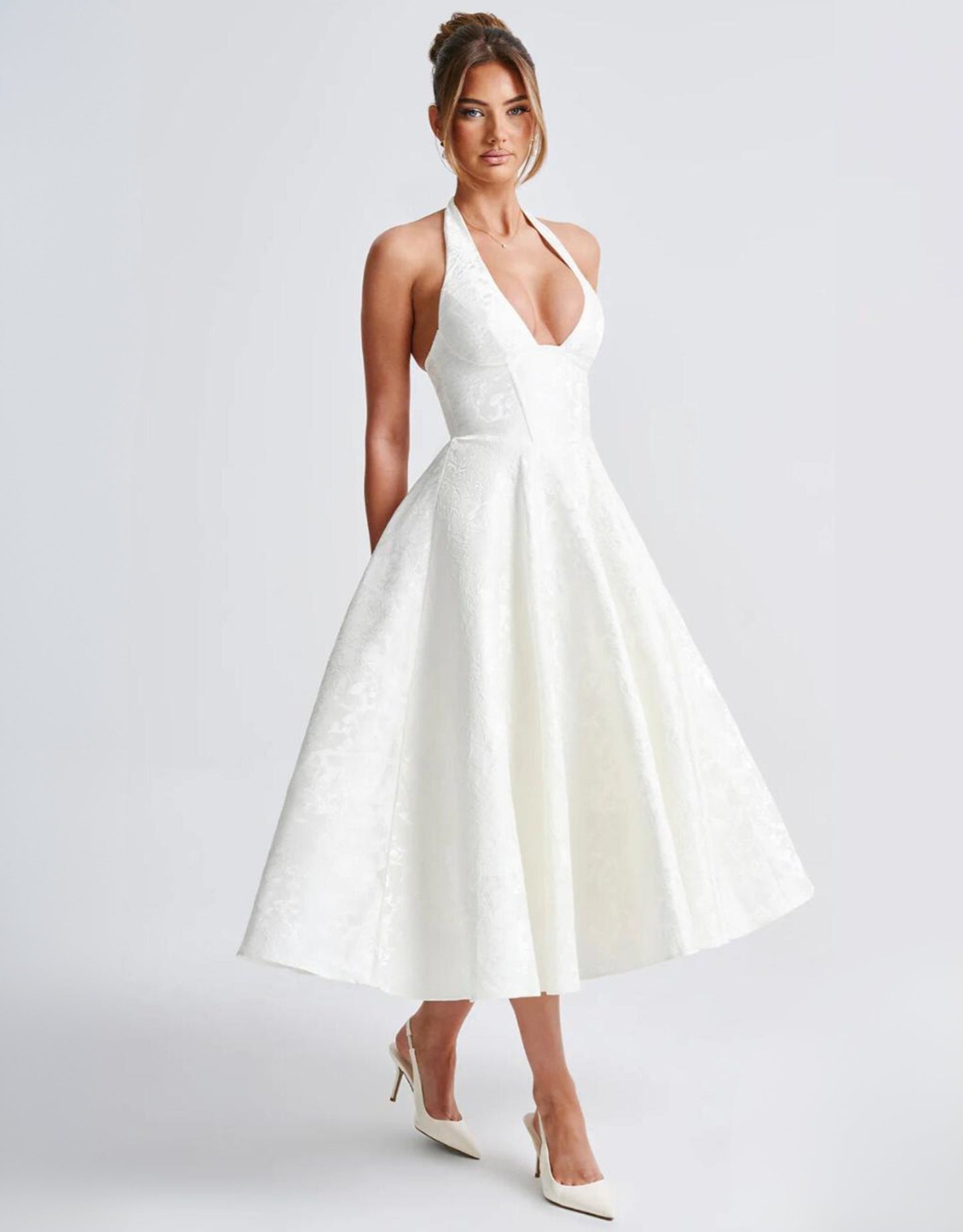 Elara Midi Dress - White