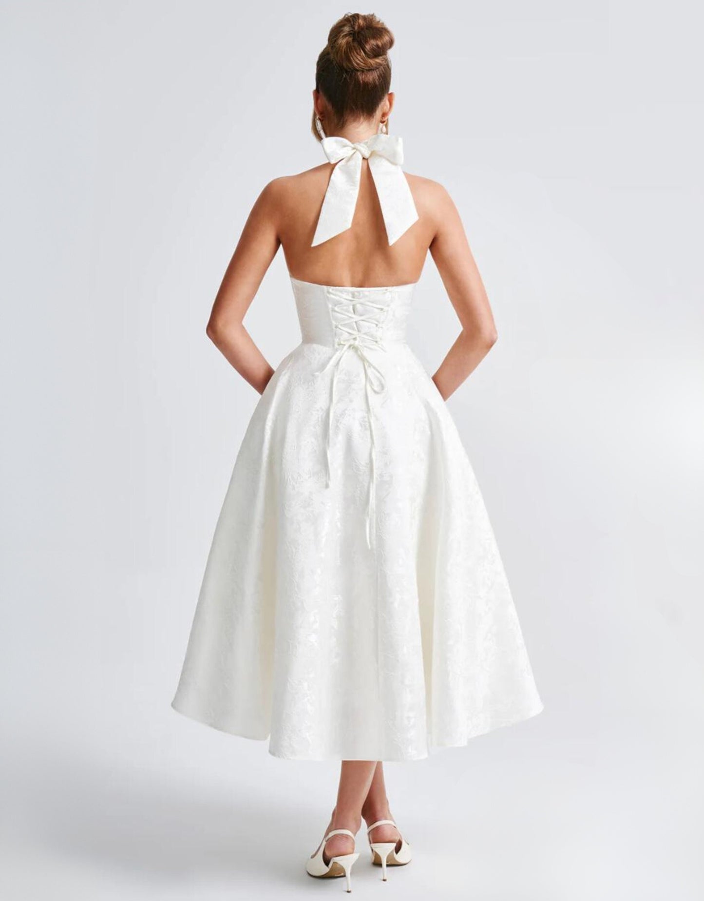 Elara Midi Dress - White