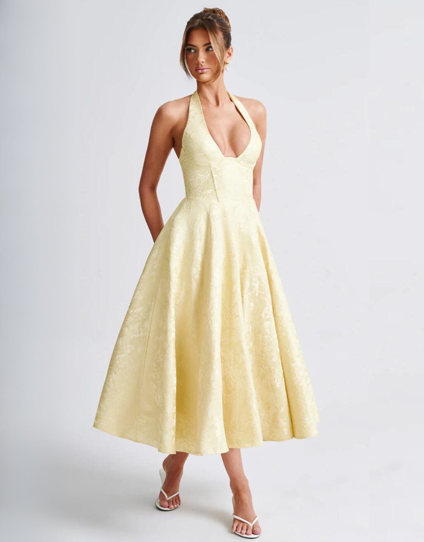 Elara Midi Dress - Light Yellow