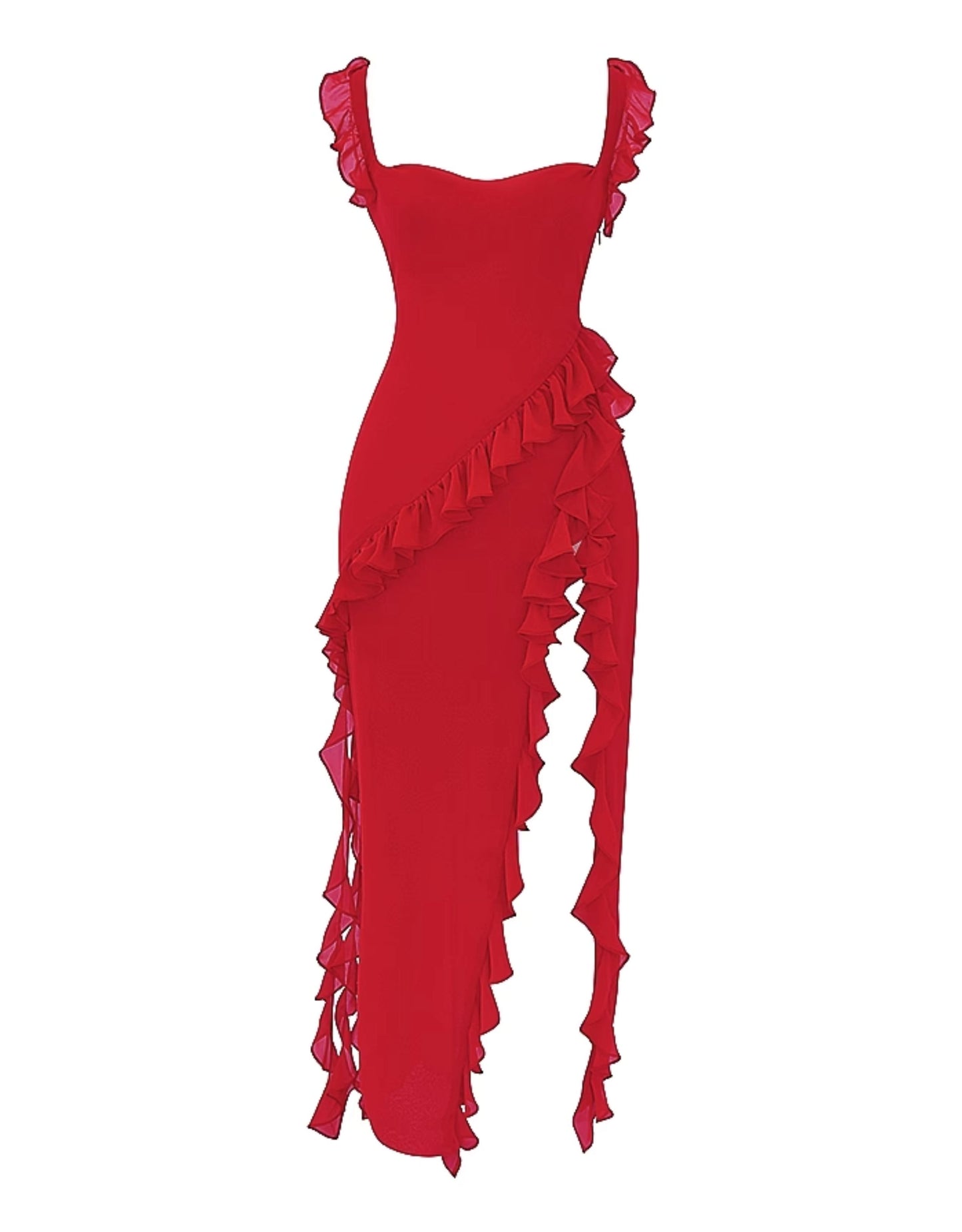 Vera Ruffle Maxi Dress - Ruby