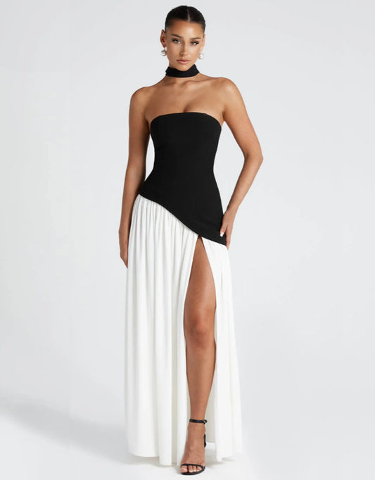 Monet Maxi Dress - Black/White