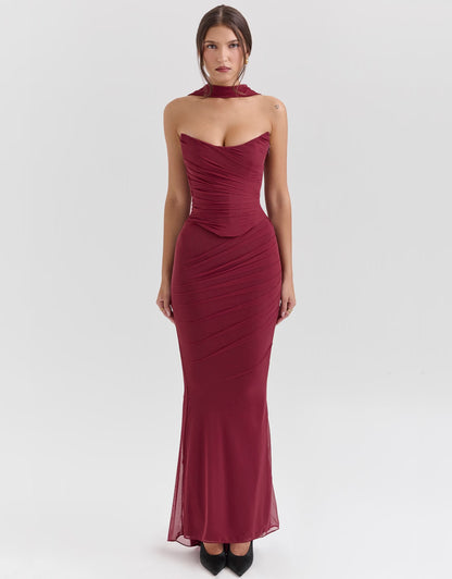 Ophelia Corset and Maxi Skirt Set - Bordeaux