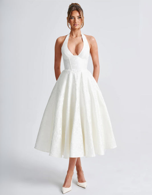 Elara Midi Dress - White