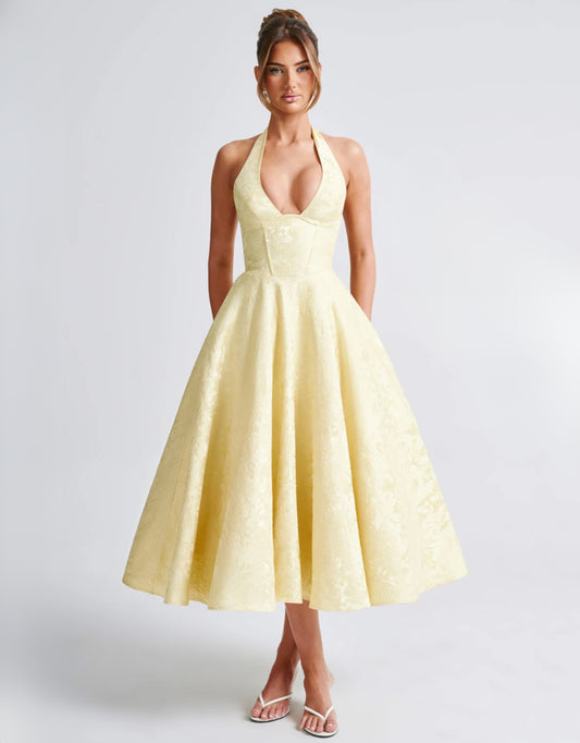 Elara Midi Dress - Light Yellow